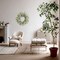 24 Inch Summer Spring Ivory Flowers Wreath for Front Door, Everyday Lamb Ears Leaves Wreath with White Artificial Flower for Indoor and Outdoor, Rustic and Farmhouse Greenery Flower